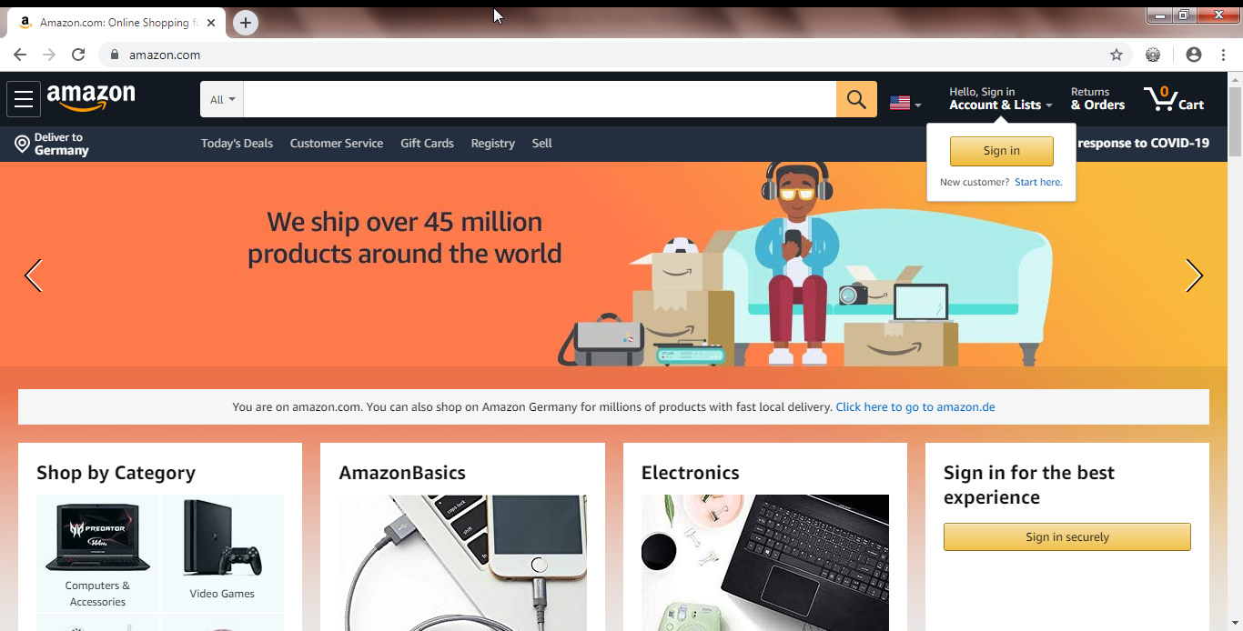 Amazon website with CSS