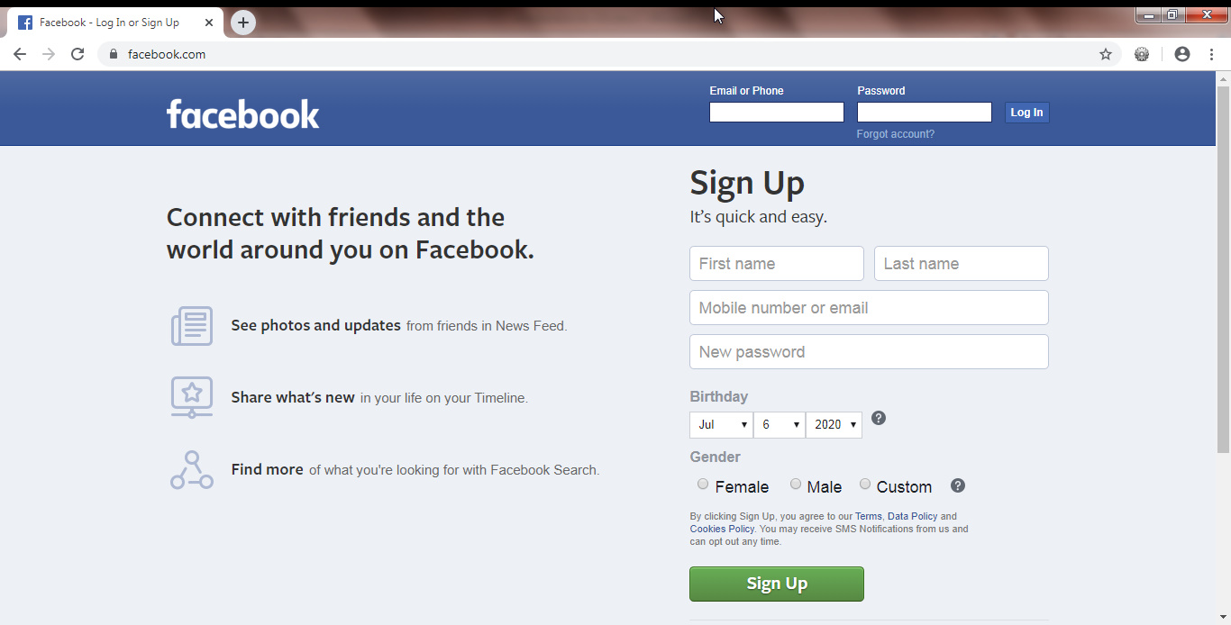 Facebook website with CSS 